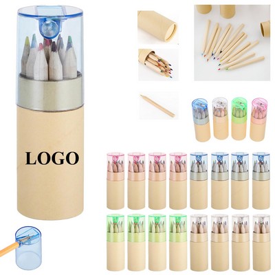 Eco-Friendly Wood Colored Pencils Set with Sharpener