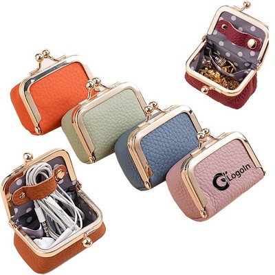 Lock Coin Purse for Women Genuine Leather Mini Wallet Change Holder