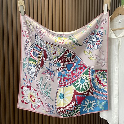 Custom 23.6" x 23.6" 100% Silk Square Scarf Mulberry Twill Silk Head Scarf