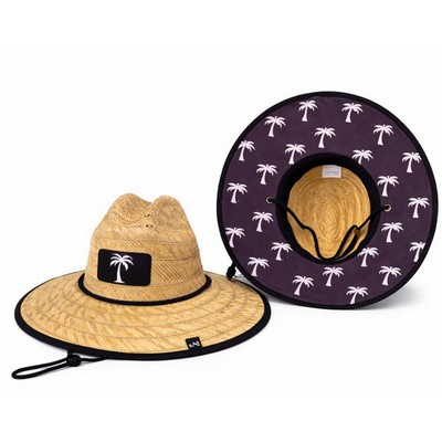 Lifeguard Straw Hat with Dye-Sublimated Front Patch & Under Visor Pattern