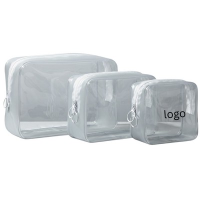 Clear PVC Zippered Toiletry & Cosmetic Organizer Pouch