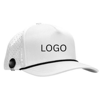 Water Resistant Performance Rope Hat - Laser Cut 5-Panel Snapback with Tee Holder