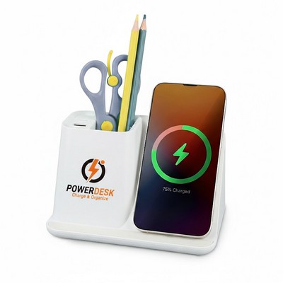 Wireless Charger & Pen Holder Desk Organizer