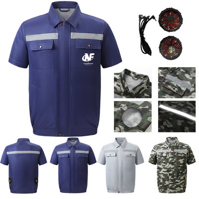 Men'S Air Conditioned Fan Cooling Jacket With 2 Fans