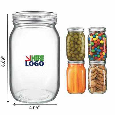 32oz Clear Glass Jars with Metal Lids