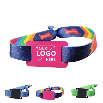 Elastic Event Wristband W/ Customizable Woven Label