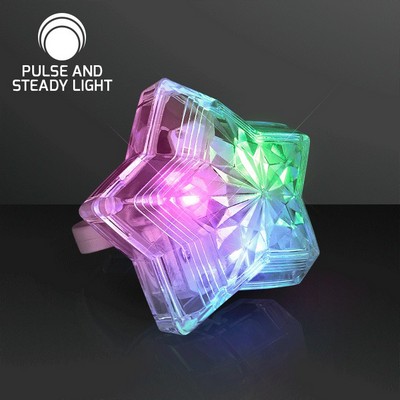 LED Magic Star Gem Rings, Pulse + Steady Lighting (No Flash) - BLANK