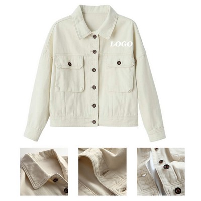 White Denim Jacket-Size L