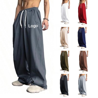 Men's Baggy Sweatpants Elastic Waist Drawstring Wide Leg Joggers