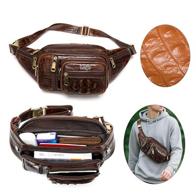 Crocodile Genuine Leather Fanny Pack Crossbody Waist Bag