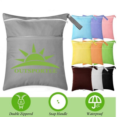 Wet Dry Bags with Two Zippered Pockets for Baby Diapers