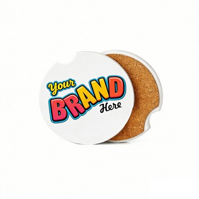 Absorbent Stone Car Coaster w/ Cork Base