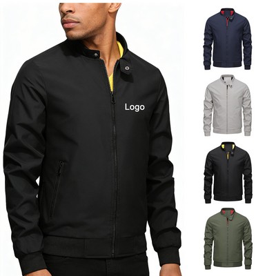 Autumn Men Stand Collar Jacket Casual Slim Fit Windbreaker Outerwear