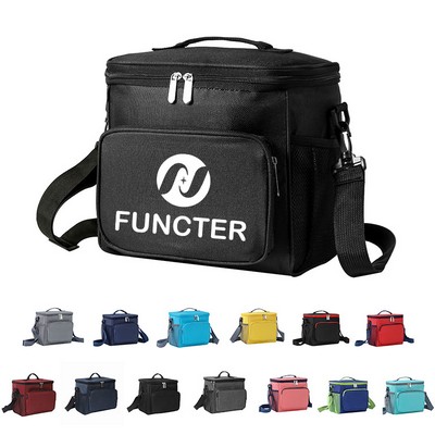 Insulated Oxford Cloth Lunch Bag, Leakproof Cooler Tote With Shoulder Strap