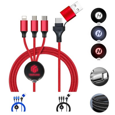 Multi 6-in-1 custom glow logo fast cord charging cable