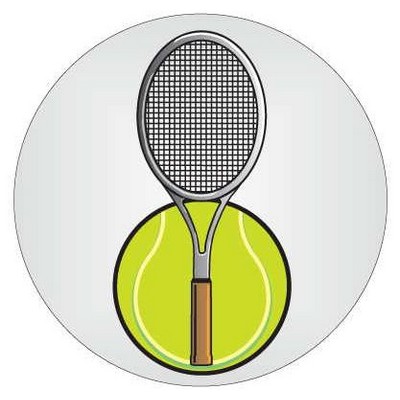 Tennis Ball & Racket Metal Round Photo Magnet (2 1/2" Diameter)