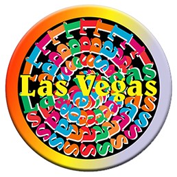 Las Vegas (Step/Repeat) Chip Round Badge w/ Bar Pin (2 1/2" Diameter)