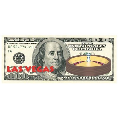 Vegas Roulette Table On $100 Bill Magnet w/ Strip Magnet (8 Square Inch)