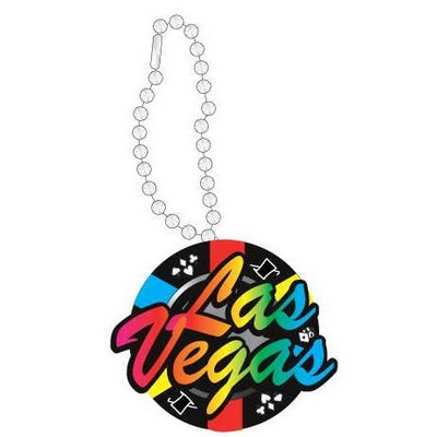 Las Vegas Poker Chip Promotional Key Chain w/ Black Back (8 Square Inch)