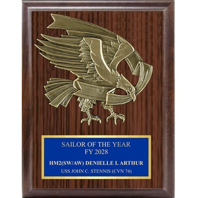 Cast Bronze Eagle Mount on Simulated Walnut Plaque (7"x9")