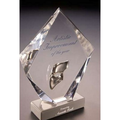 Acrylic Beveled Diamond Embedment Award w/ Base