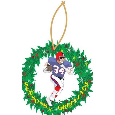 Football Player Promotional Wreath Ornament w/ Black Back (8 Square Inch)