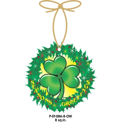 Shamrock Promotional Wreath Ornament w/ Black Back (8 Square Inch)