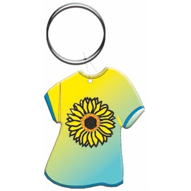 Sunflower T-Shirt Key Chain w/Clear Mirrored Back (4 Square Inch)