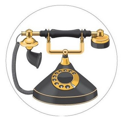 Old Fashion Telephone Round Metal Photo Magnet (2 1/2")
