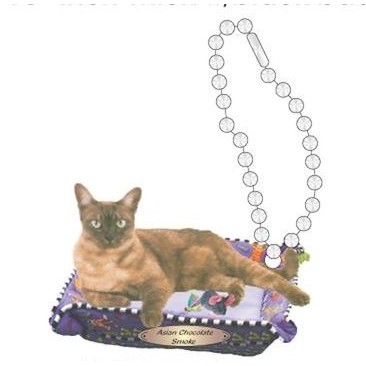 Asian Chocolate Smoke Cat Promotional Key Chain w/ Black Back (12 Square Inch)