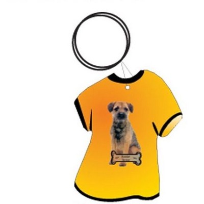 Border Terrier T Shirt Keychain w/Mirrored Back (4 Square Inch)