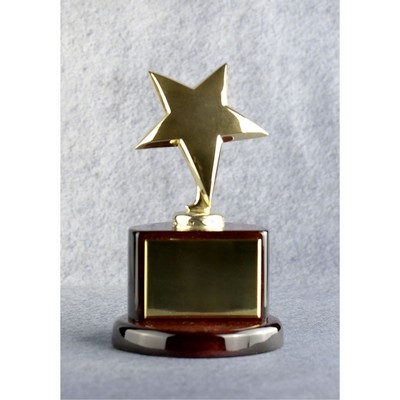 Star Performer Gold Star On Round Rosewood Base Award