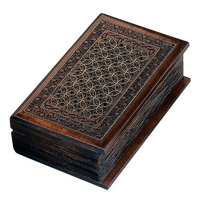 Wood Book Box w/Celtic Pattern On Lid (7 1/2"x4 3/4"x2 1/4")