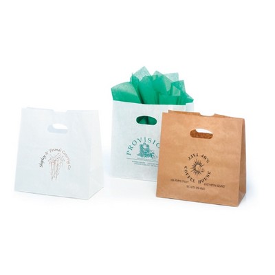 Kraft Carry Out Die Cut Paper Bags (11"x6"x11")