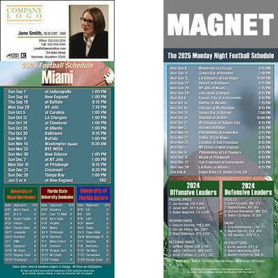 Miami Pro Football Schedule Magnet (3 1/2"x8 1/2")