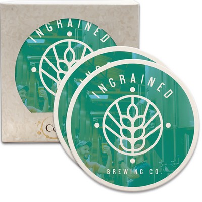 CoasterStone Round Absorbent Stone Coaster - 2 Pack (4 1/4")