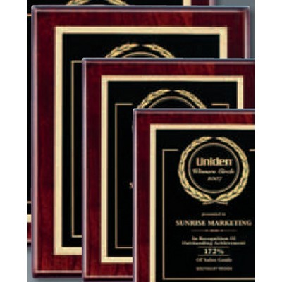 Piano Finish Rosewood Plaque w/Metal Engraving Plate (9"x12")
