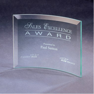 6" x 8" Jade Glass Beveled Crescent Award