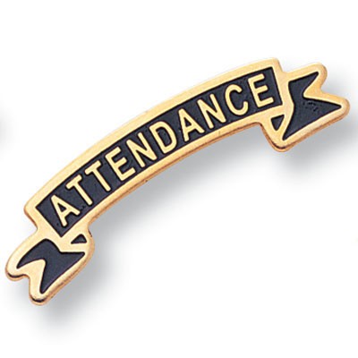 Etched Enameled School Attendance Pin