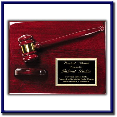 Rosewood Piano Finish Gavel Plaque w/ Sound Block (9"x12")