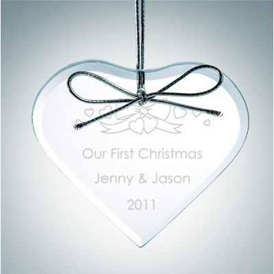 Premium Heart Optical Clear Glass Ornament