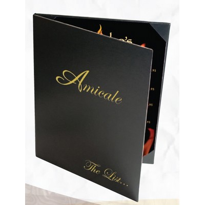 Quick Ship Double Panel Menu Cover w/ Turned Edge (4 1/4"x14" Insert)