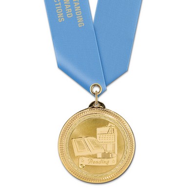 Reading Brite Laser Medal w/Satin Neck Ribbon (2")