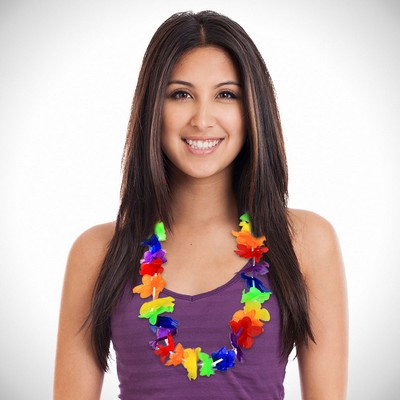 40" Rainbow Silk Flower Lei