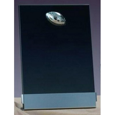 Silver Football Smoked Glass Plaque (4"x6.5")
