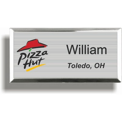 Silver Metal Name Badge w/Beveled Frame (3"x 1½")