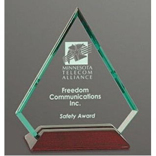 6" Jade Glass Diamond Award w/Piano Finish Base