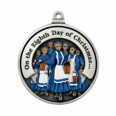 Twelve Days of Christmas 3D Gallery Print Mini Ornament (Day 8 - Eight Maids-a-Milking)
