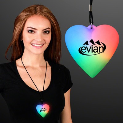 LED Deco Heart Necklace on Black Lanyard - PRINTED