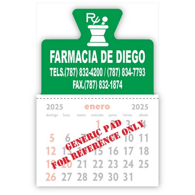Designer Shaped Kwik-Stik Smooth Vinyl Spanish Calendar w/ Triangular Top